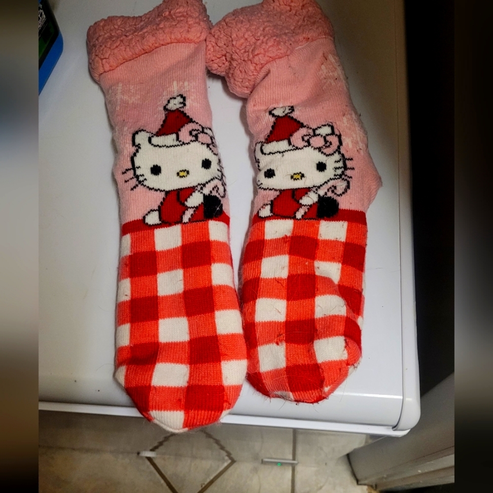 Hello Kitty Pink and Red Checkered Socks